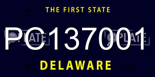 PC137001 Delaware License Plate