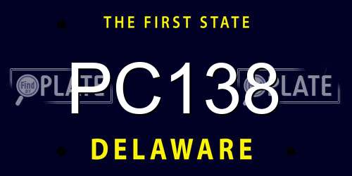 PC138 Delaware License Plate
