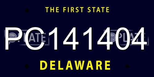 PC141404 Delaware License Plate