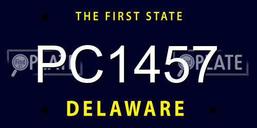 PC1457 Delaware License Plate