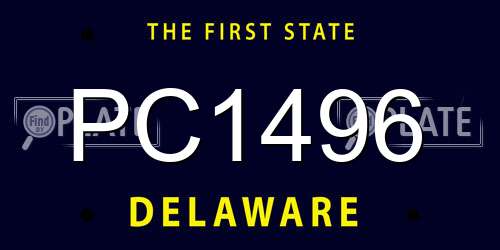 PC1496 Delaware License Plate