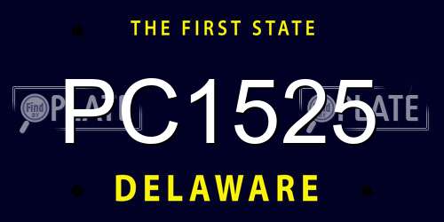 PC1525 Delaware License Plate
