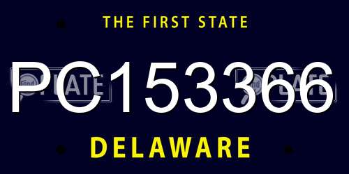 PC153366 Delaware License Plate