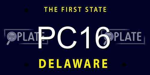PC16 Delaware License Plate