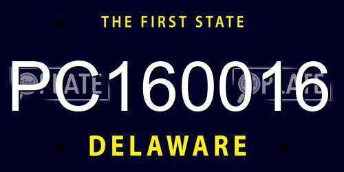 PC160016 Delaware License Plate