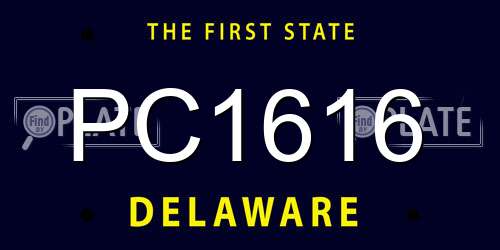PC1616 Delaware License Plate