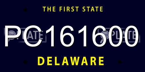 PC161600 Delaware License Plate