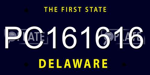 PC161616 Delaware License Plate