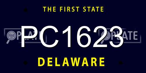 PC1623 Delaware License Plate