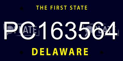 PC163564 Delaware License Plate