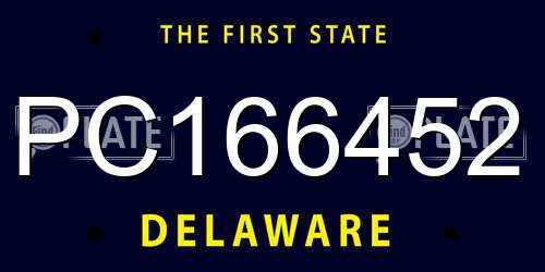 PC166452 Delaware License Plate