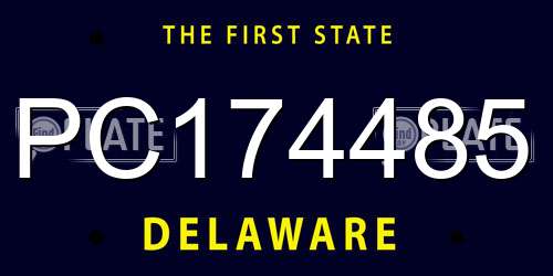 PC174485 Delaware License Plate