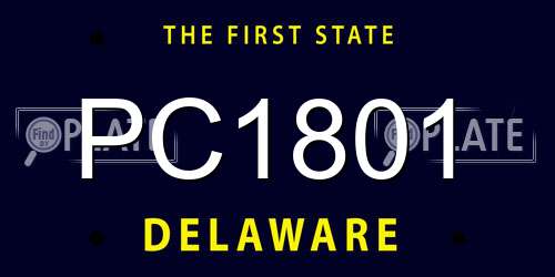 PC1801 Delaware License Plate