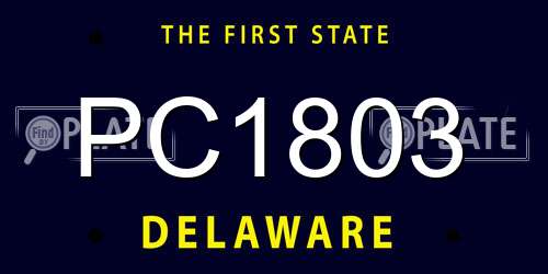 PC1803 Delaware License Plate