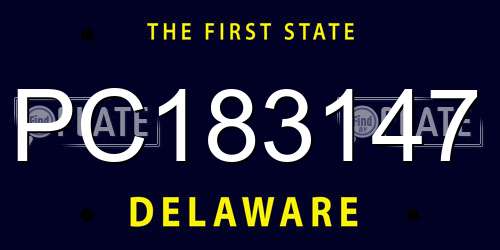PC183147 Delaware License Plate