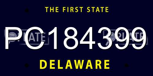 PC184399 Delaware License Plate