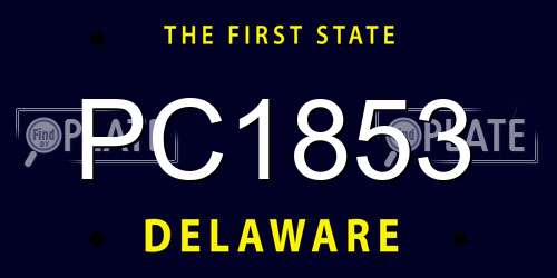 PC1853 Delaware License Plate