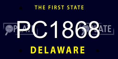 PC1868 Delaware License Plate