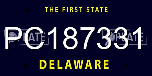 PC187331 Delaware License Plate