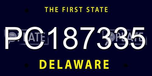 PC187335 Delaware License Plate
