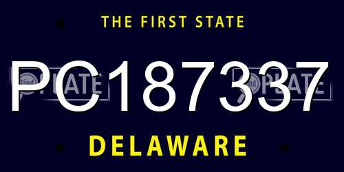 PC187337 Delaware License Plate