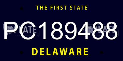PC189488 Delaware License Plate