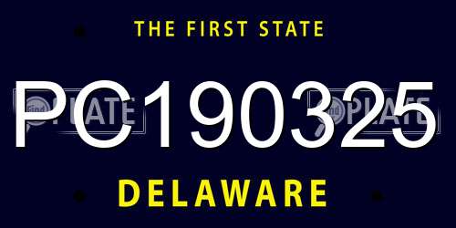 PC190325 Delaware License Plate