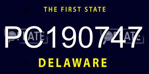 PC190747 Delaware License Plate