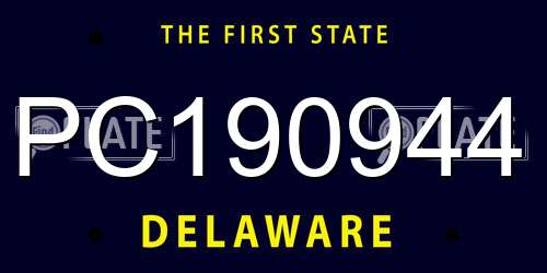 PC190944 Delaware License Plate