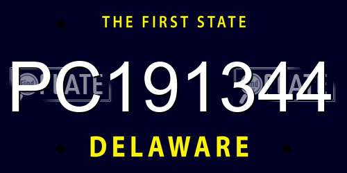 PC191344 Delaware License Plate
