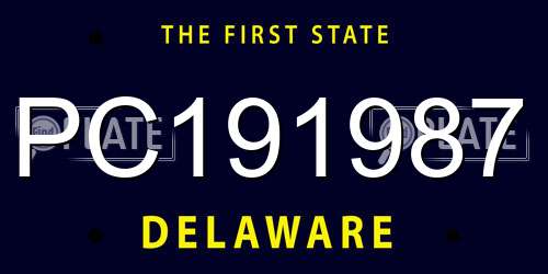 PC191987 Delaware License Plate