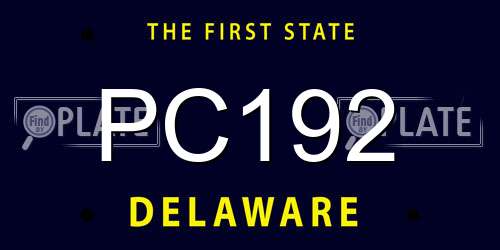 PC192 Delaware License Plate