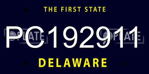 PC192911 Delaware License Plate
