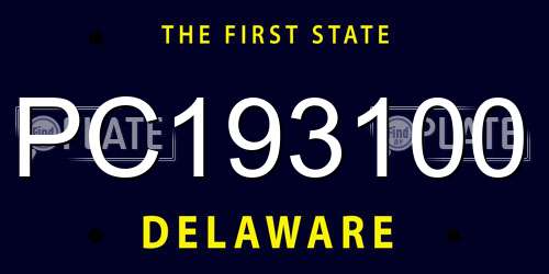 PC193100 Delaware License Plate