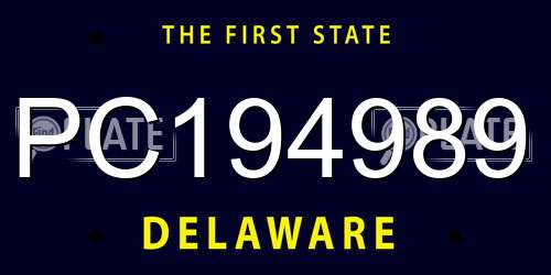 PC194989 Delaware License Plate
