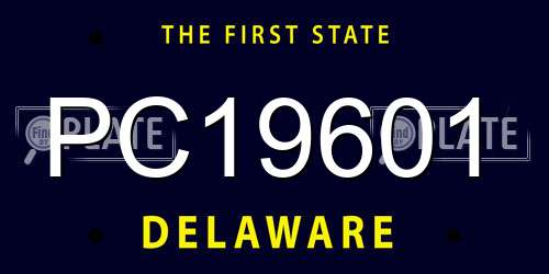 PC19601 Delaware License Plate