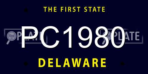PC1980 Delaware License Plate