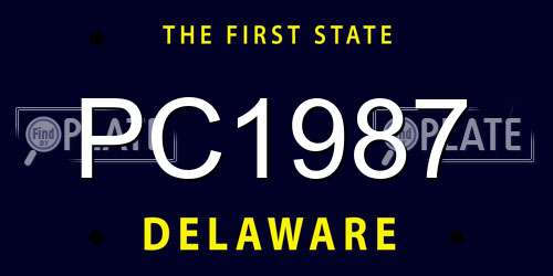 PC1987 Delaware License Plate