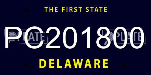 PC201800 Delaware License Plate