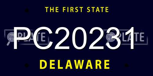 PC20231 Delaware License Plate