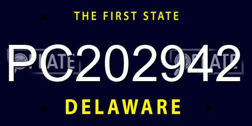 PC202942 Delaware License Plate