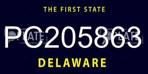 PC205863 Delaware License Plate