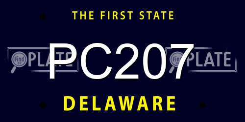 PC207 Delaware License Plate