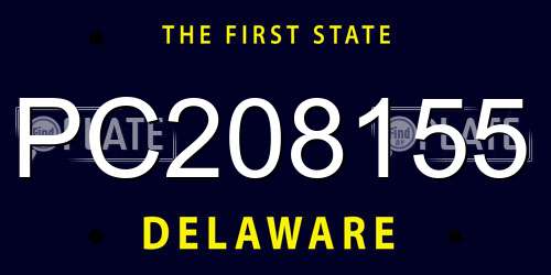 PC208155 Delaware License Plate