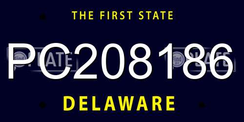 PC208186 Delaware License Plate