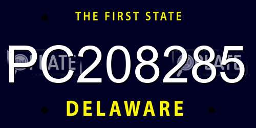 PC208285 Delaware License Plate