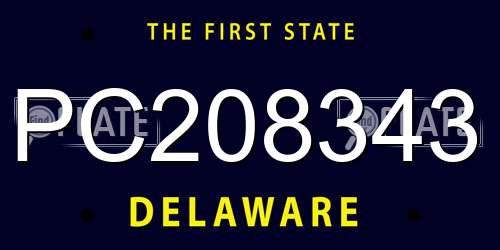PC208343 Delaware License Plate