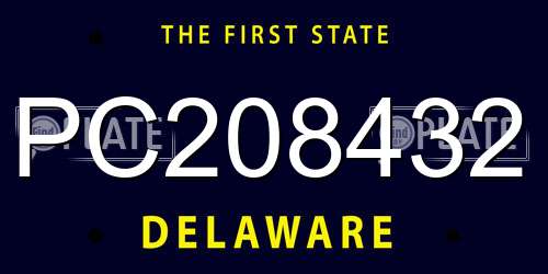PC208432 Delaware License Plate