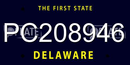 PC208946 Delaware License Plate
