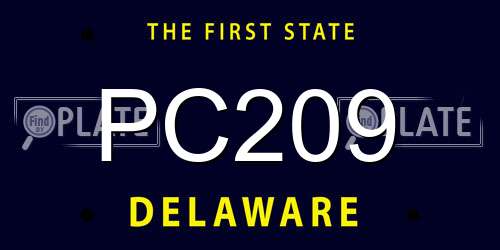 PC209 Delaware License Plate